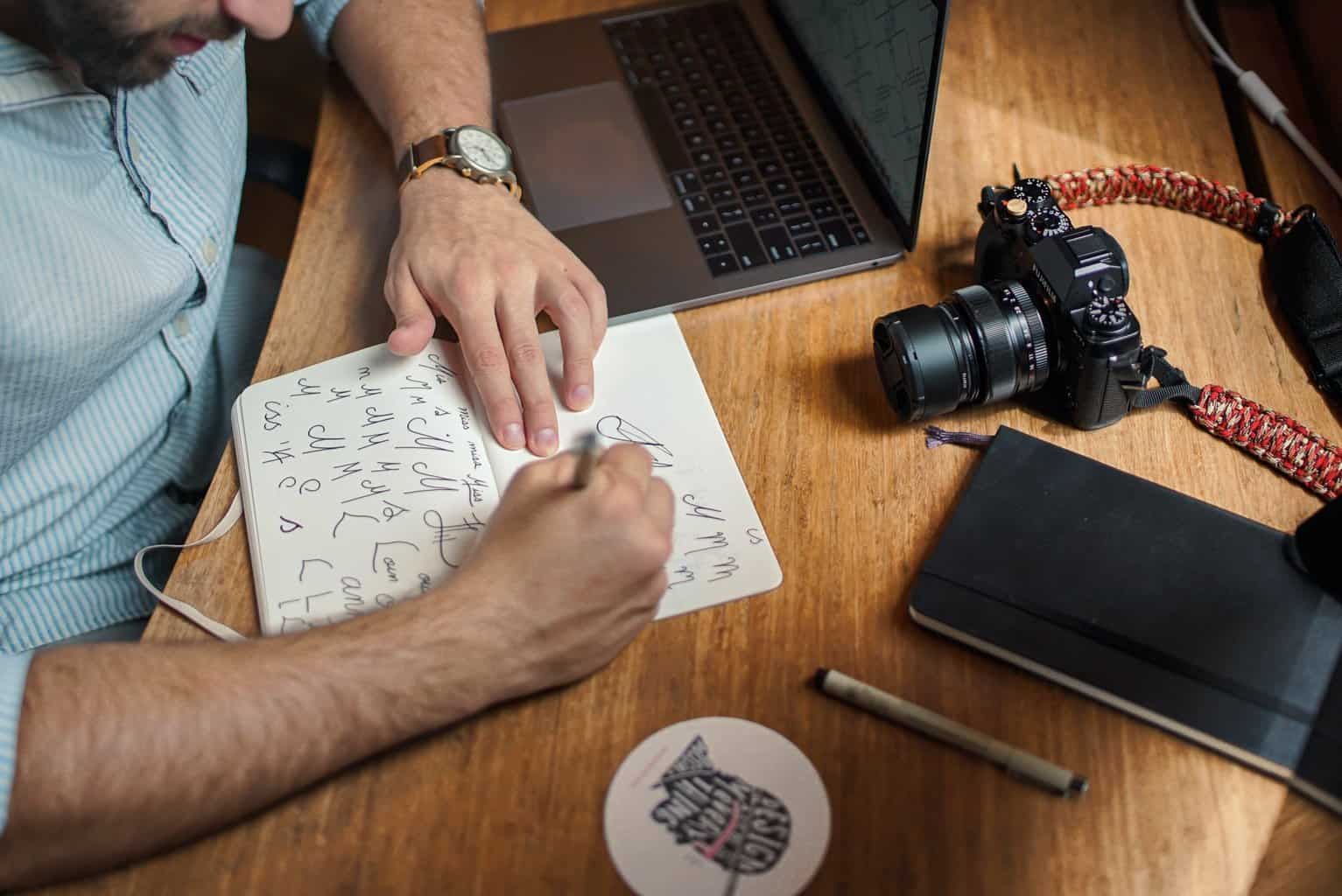 A person makes a logo