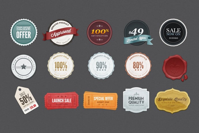 Free Psd Beautiful Web Badges Elements
