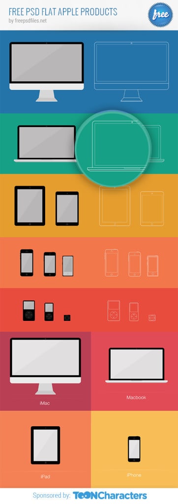 Free PSD Flat Apple Products Mockups