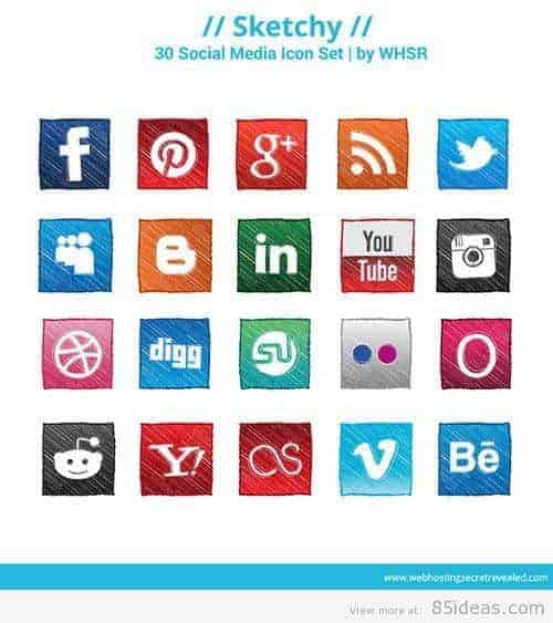 Free Sketch Style Social Media Icons