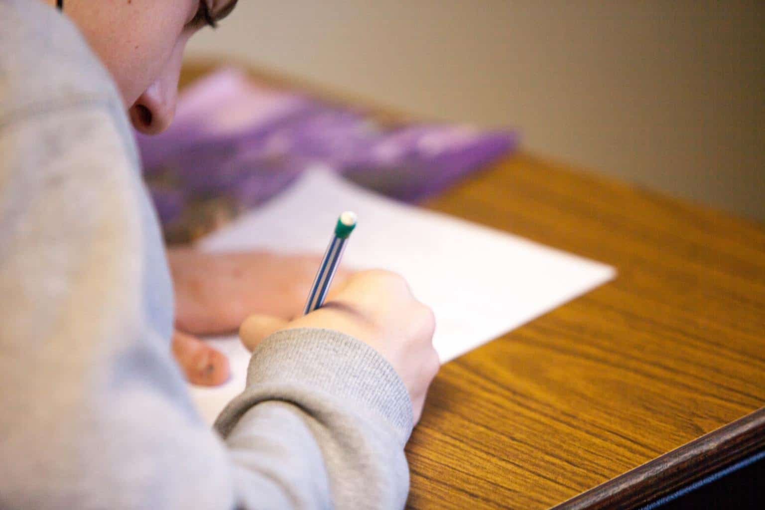 Girl writing test