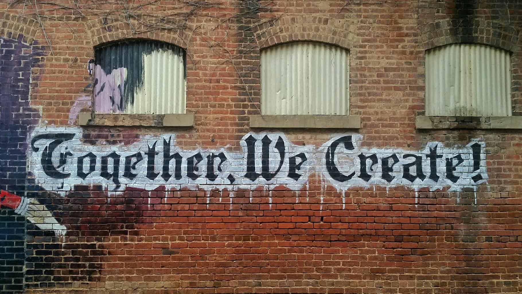 Graffiti on brick wall