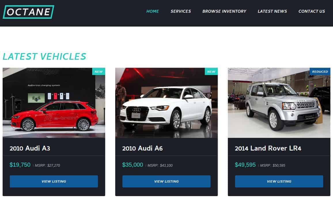 Octane Car Dealership WordPress Theme