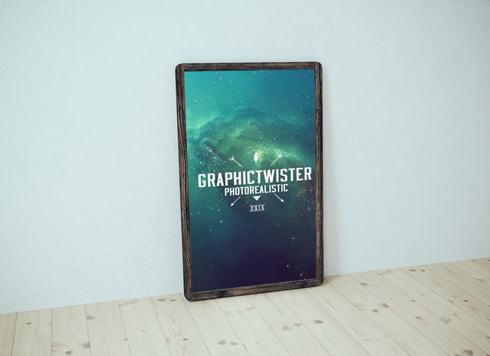Old Wood Poster Frame Mockup