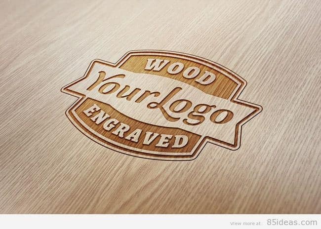 Wood Engraved Logo MockUp