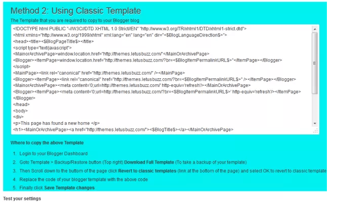 Blogger 301 Redirect
