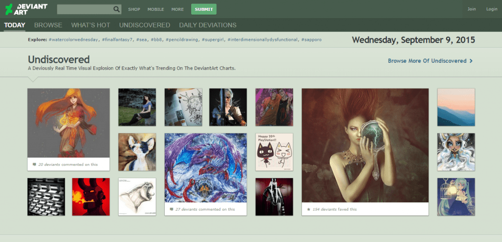DeviantArt online art gallery