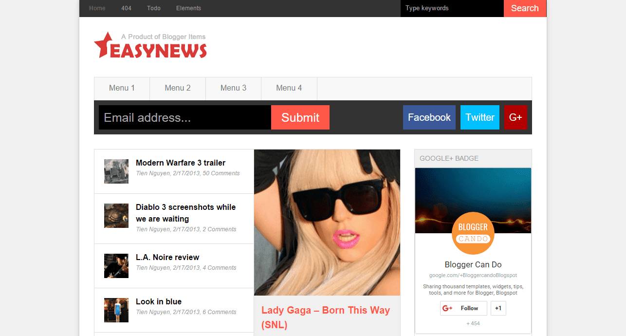 Easy News Blogger Template