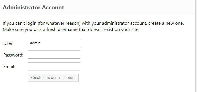 ERS Admin section