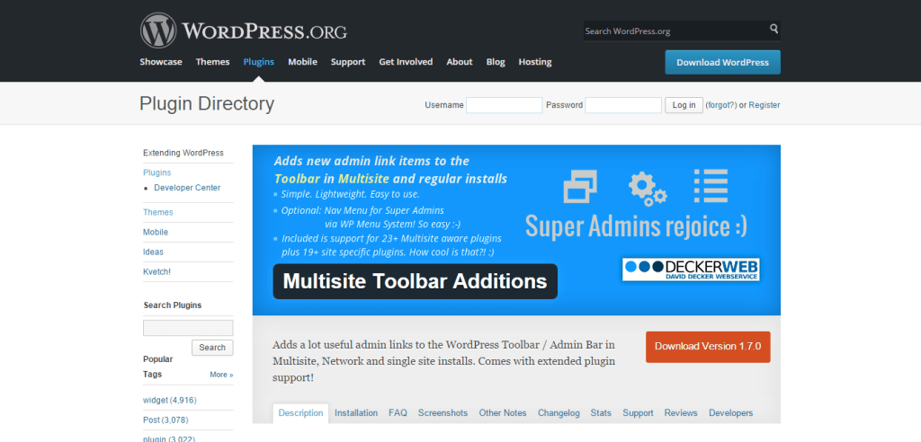 Multisite Toolbar Additions Plugin