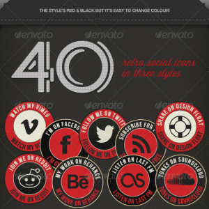 Retro Social Media Icons
