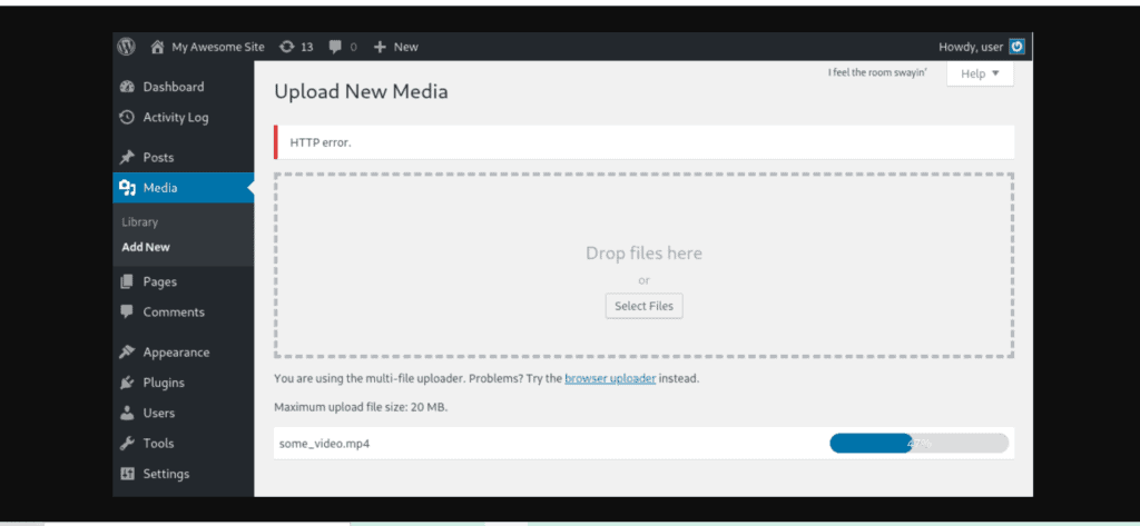 Image Upload WordPress error