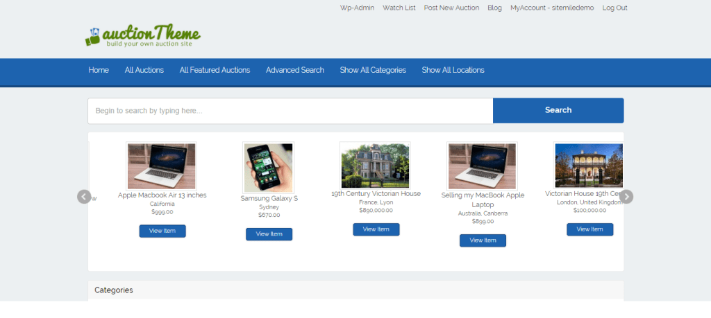 SiteMile Auction Theme