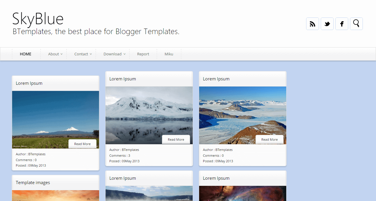 SkyBlue Blogspot Template