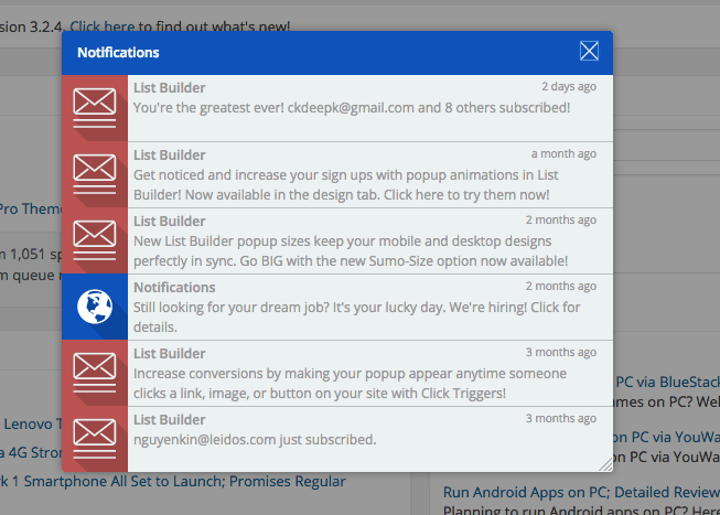 SumoMe Notifications