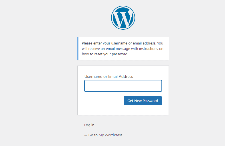 WP get new password window