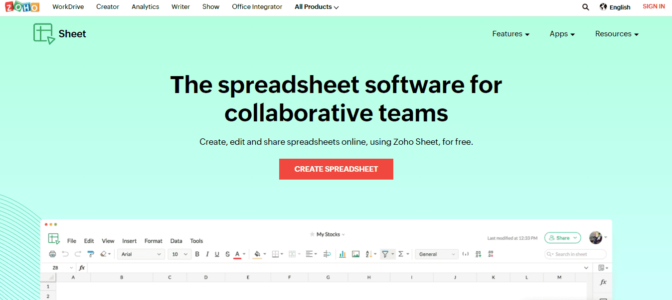 Zoho Sheets